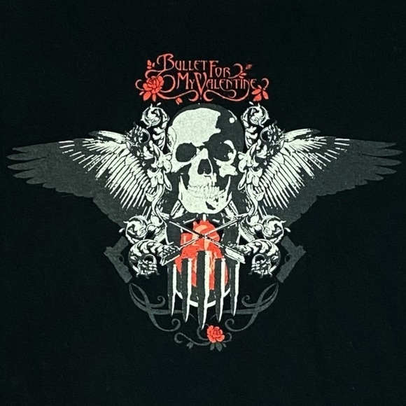 Vintage Y2K Bullet for My Valentine Band Tee Black Men’s Size Medium Skull Anvil - Picture 5 of 7